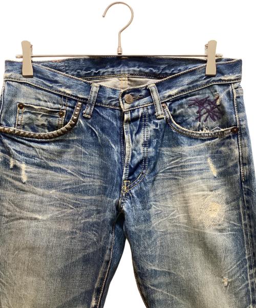 Hysteric Glamour（ヒステリックグラマー）Hysteric Glamour (ヒステリックグラマー) スタッズダメージ加工デニムパンツ インディゴ サイズ:30の古着・服飾アイテム