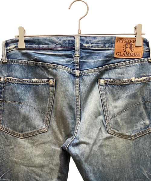Hysteric Glamour（ヒステリックグラマー）Hysteric Glamour (ヒステリックグラマー) スタッズダメージ加工デニムパンツ インディゴ サイズ:30の古着・服飾アイテム