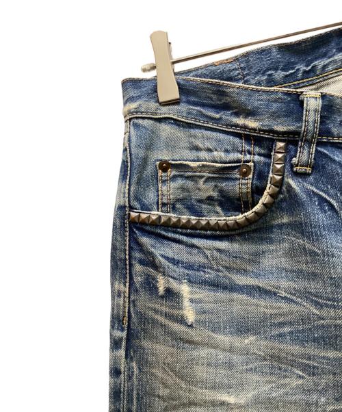 Hysteric Glamour（ヒステリックグラマー）Hysteric Glamour (ヒステリックグラマー) スタッズダメージ加工デニムパンツ インディゴ サイズ:30の古着・服飾アイテム