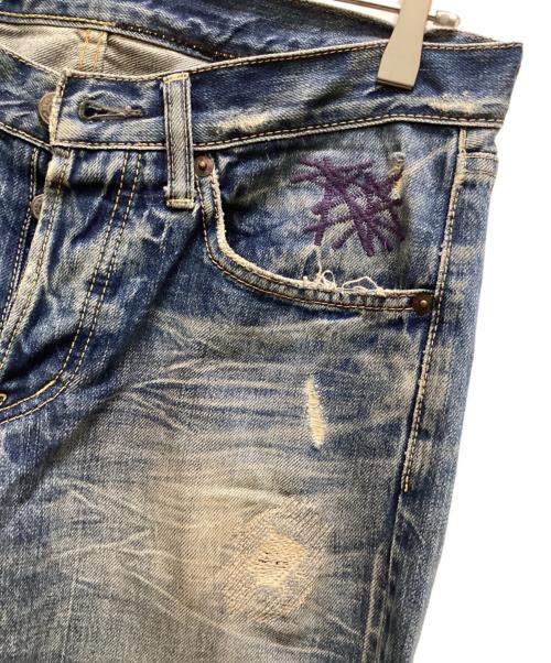Hysteric Glamour（ヒステリックグラマー）Hysteric Glamour (ヒステリックグラマー) スタッズダメージ加工デニムパンツ インディゴ サイズ:30の古着・服飾アイテム