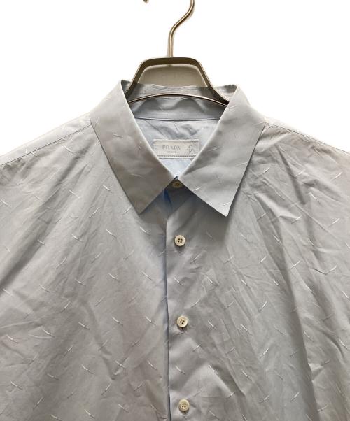 PRADA（プラダ）PRADA (プラダ) 総柄レギュラーカラーシャツ ブルー サイズ:43の古着・服飾アイテム
