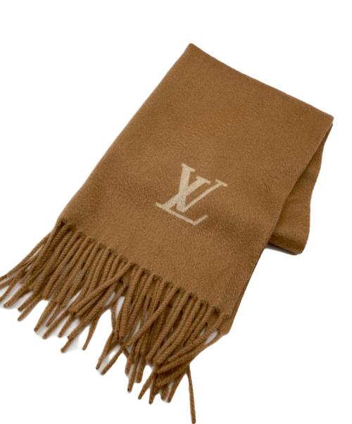 LOUIS VUITTON（ルイ ヴィトン）LOUIS VUITTON (ルイ ヴィトン) LVロゴカシミヤマフラー ブラウンの古着・服飾アイテム
