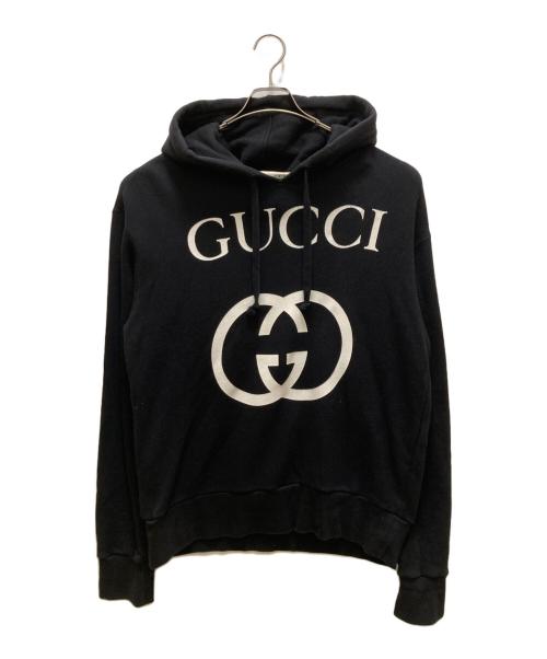GUCCI（グッチ）GUCCI (グッチ) インターロッキングGフーディー ブラック サイズ:Mの古着・服飾アイテム
