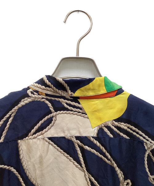LAUREN RALPH LAUREN（ローレン ラルフ ローレン）LAUREN RALPH LAUREN (ローレン ラルフ ローレン) 総柄シルクシャツ ブルー サイズ:１０の古着・服飾アイテム