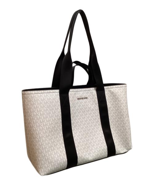 MICHAEL KORS（マイケルコース）MICHAEL KORS (マイケルコース) デュアル ハンドル トート ウィズ ジップ - MKシグネチャー ホワイトの古着・服飾アイテム