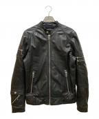DIESELディーゼル）の古着「ラムレザーシングルライダースジャケット」｜ブラック