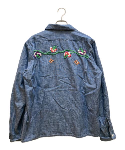 Needles（ニードルズ）Needles (ニードルズ) 刺繍デザインシャンブレーオープンカラーシャツ インディゴ サイズ:Sの古着・服飾アイテム
