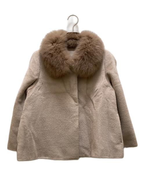ANAYI（アナイ）ANAYI (アナイ) フォックスファー付き シャギーコート ショートコート ベージュ サイズ:３６の古着・服飾アイテム