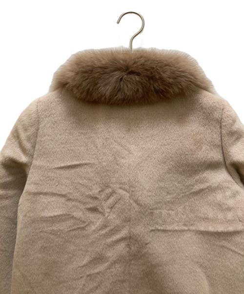 ANAYI（アナイ）ANAYI (アナイ) フォックスファー付き シャギーコート ショートコート ベージュ サイズ:３６の古着・服飾アイテム