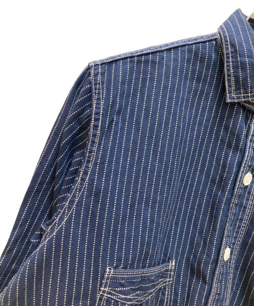 freewheelers（フリーホイーラーズ）freewheelers (フリーホイーラーズ) ストライプ ウォバッシュ トラックウォーカーシャツ インディゴ サイズ:１５の古着・服飾アイテム