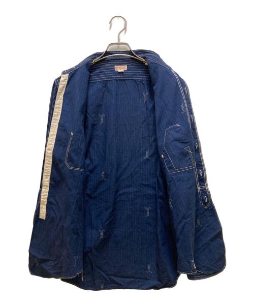 freewheelers（フリーホイーラーズ）freewheelers (フリーホイーラーズ) ストライプ ウォバッシュ トラックウォーカーシャツ インディゴ サイズ:１５の古着・服飾アイテム