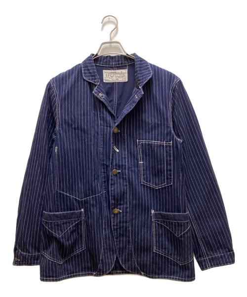 freewheelers（フリーホイーラーズ）freewheelers (フリーホイーラーズ) ウォバッシュストライプカバーオール インディゴ サイズ:３８の古着・服飾アイテム