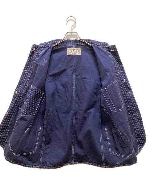 freewheelers（フリーホイーラーズ）freewheelers (フリーホイーラーズ) ウォバッシュストライプカバーオール インディゴ サイズ:３８の古着・服飾アイテム