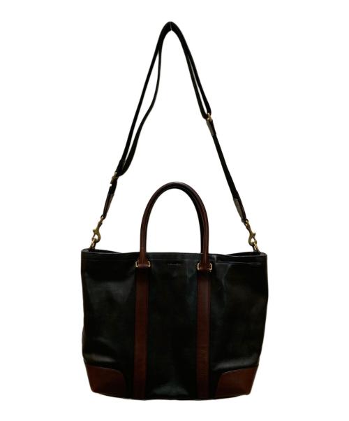 COACH（コーチ）COACH (コーチ) ブリーカー 2WAYレザートートバッグ ブラック×ブラウンの古着・服飾アイテム