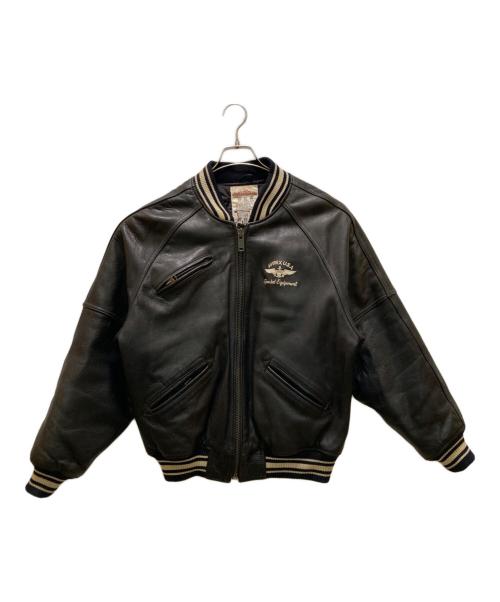 AVIREX（アヴィレックス）AVIREX (アヴィレックス) バックアーチロゴ カウレザースタジャン ブラック サイズ:ＸＳの古着・服飾アイテム