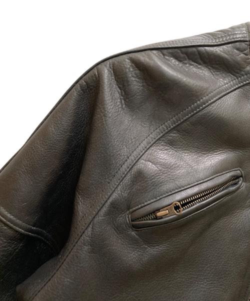 AVIREX（アヴィレックス）AVIREX (アヴィレックス) バックアーチロゴ カウレザースタジャン ブラック サイズ:ＸＳの古着・服飾アイテム