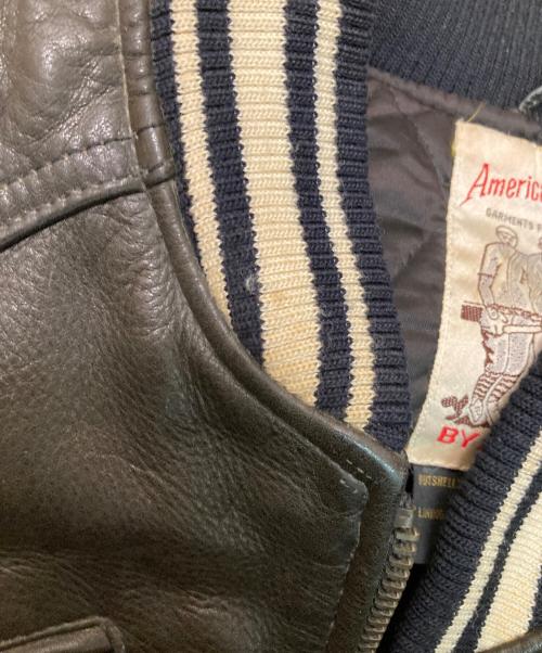 AVIREX（アヴィレックス）AVIREX (アヴィレックス) バックアーチロゴ カウレザースタジャン ブラック サイズ:ＸＳの古着・服飾アイテム