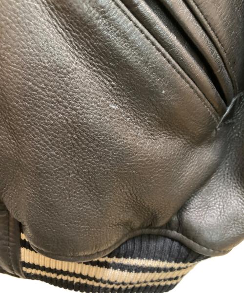 AVIREX（アヴィレックス）AVIREX (アヴィレックス) バックアーチロゴ カウレザースタジャン ブラック サイズ:ＸＳの古着・服飾アイテム