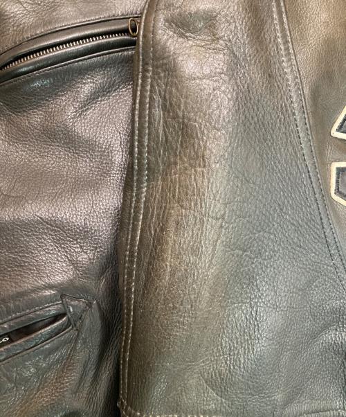 AVIREX（アヴィレックス）AVIREX (アヴィレックス) バックアーチロゴ カウレザースタジャン ブラック サイズ:ＸＳの古着・服飾アイテム