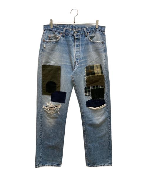 LEVI'S（リーバイス）LEVI'S (リーバイス) Barbour (バブアー) パッチワークリメイクデニムパンツ インディゴ サイズ:W32(実寸ウエスト約88cm・股下約80cm） 未使用品の古着・服飾アイテム