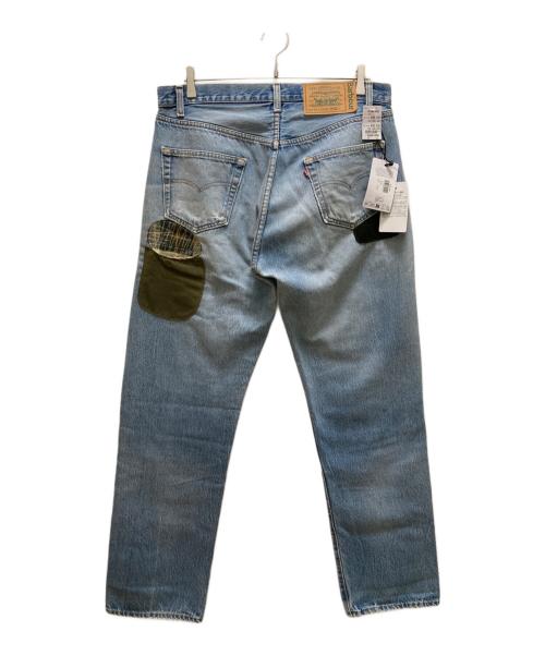 LEVI'S（リーバイス）LEVI'S (リーバイス) Barbour (バブアー) パッチワークリメイクデニムパンツ インディゴ サイズ:W32(実寸ウエスト約88cm・股下約80cm） 未使用品の古着・服飾アイテム