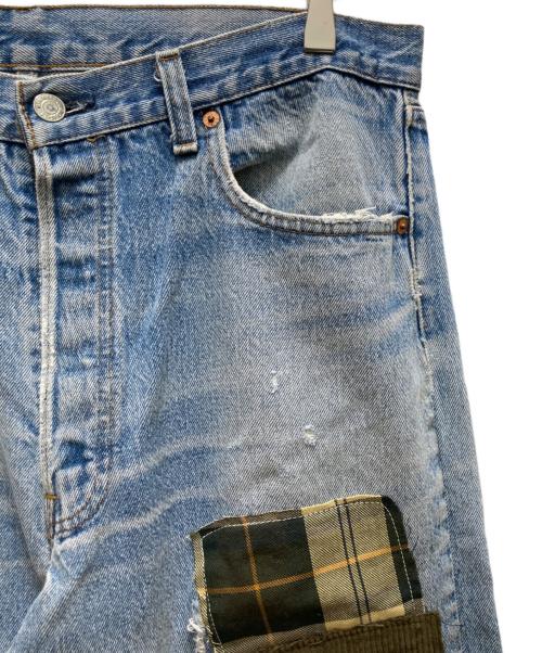 LEVI'S（リーバイス）LEVI'S (リーバイス) Barbour (バブアー) パッチワークリメイクデニムパンツ インディゴ サイズ:W32(実寸ウエスト約88cm・股下約80cm） 未使用品の古着・服飾アイテム