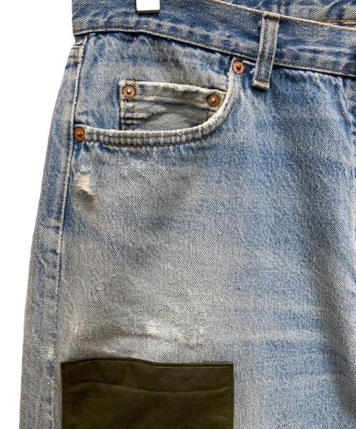 LEVI'S（リーバイス）LEVI'S (リーバイス) Barbour (バブアー) パッチワークリメイクデニムパンツ インディゴ サイズ:W32(実寸ウエスト約88cm・股下約80cm） 未使用品の古着・服飾アイテム