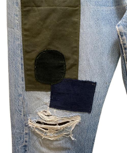 LEVI'S（リーバイス）LEVI'S (リーバイス) Barbour (バブアー) パッチワークリメイクデニムパンツ インディゴ サイズ:W32(実寸ウエスト約88cm・股下約80cm） 未使用品の古着・服飾アイテム