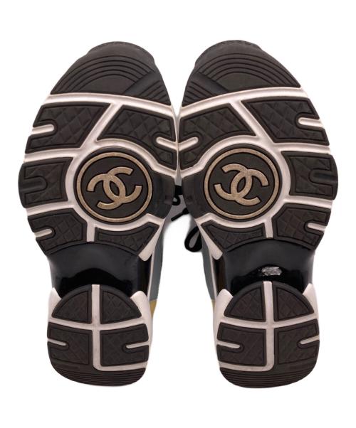 CHANEL（シャネル）CHANEL (シャネル) ココマークローカットスニーカー ブルー×ブラック サイズ:37 1/2の古着・服飾アイテム
