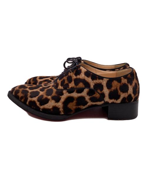 Christian Louboutin（クリスチャン・ルブタン）Christian Louboutin (クリスチャン・ルブタン) レオパード柄ハラコ レースアップシューズ ブラウン サイズ:３７の古着・服飾アイテム