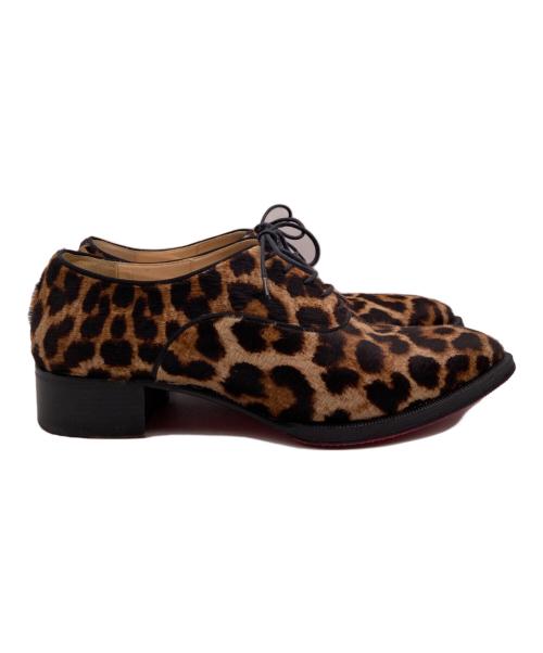 Christian Louboutin（クリスチャン・ルブタン）Christian Louboutin (クリスチャン・ルブタン) レオパード柄ハラコ レースアップシューズ ブラウン サイズ:３７の古着・服飾アイテム