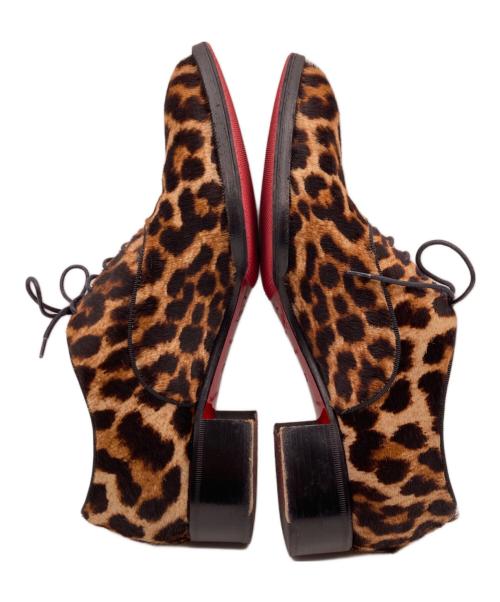 Christian Louboutin（クリスチャン・ルブタン）Christian Louboutin (クリスチャン・ルブタン) レオパード柄ハラコ レースアップシューズ ブラウン サイズ:３７の古着・服飾アイテム
