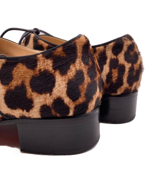 Christian Louboutin（クリスチャン・ルブタン）Christian Louboutin (クリスチャン・ルブタン) レオパード柄ハラコ レースアップシューズ ブラウン サイズ:３７の古着・服飾アイテム