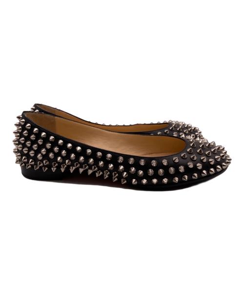 Christian Louboutin（クリスチャン・ルブタン）Christian Louboutin (クリスチャン・ルブタン) スパイクスタッズ フラットパンプス ブラック サイズ:35 1/2の古着・服飾アイテム