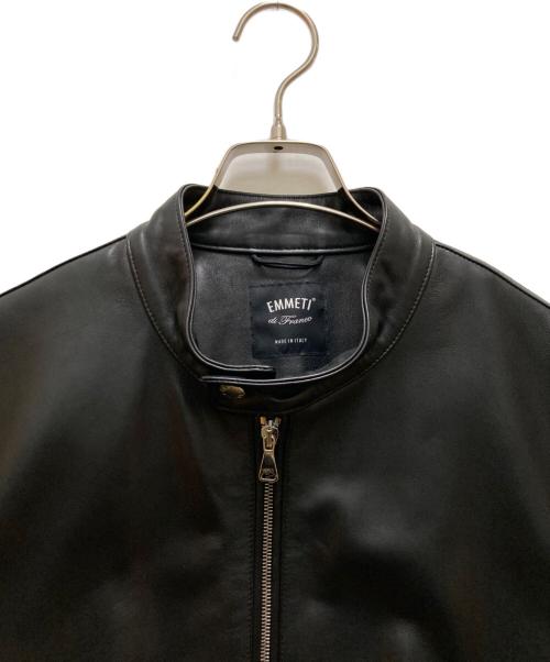 EMMETI（エンメティ）EMMETI (エンメティ) JURI ラムナッパレザーシングルライダースジャケット ブラック サイズ:５０の古着・服飾アイテム