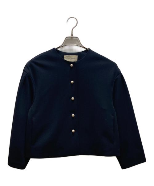 UNITED ARROWS（ユナイテッドアローズ）UNITED ARROWS (ユナイテッドアローズ) SPONGY ノーカラー ジャケット ネイビー サイズ:36の古着・服飾アイテム