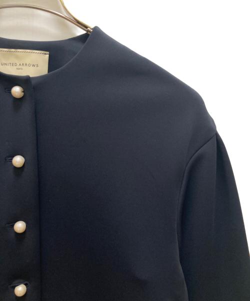 UNITED ARROWS（ユナイテッドアローズ）UNITED ARROWS (ユナイテッドアローズ) SPONGY ノーカラー ジャケット ネイビー サイズ:36の古着・服飾アイテム