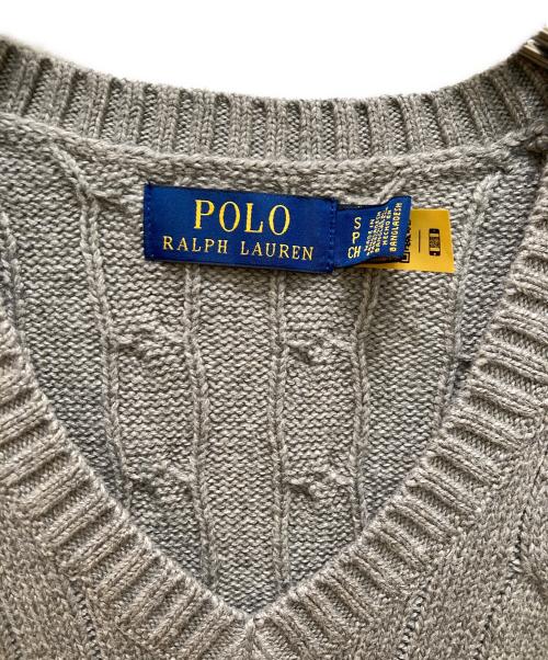 POLO RALPH LAUREN（ポロ・ラルフローレン）POLO RALPH LAUREN (ポロ・ラルフローレン) Vネックケーブルニットベスト グレー サイズ:Ｓの古着・服飾アイテム