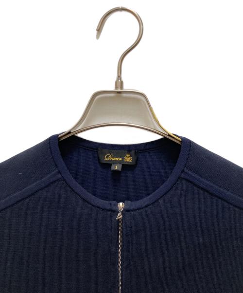 DRAWER（ドゥロワー）DRAWER (ドゥロワー) 14Gダブルフェイスニットブルゾン ネイビー サイズ:1の古着・服飾アイテム