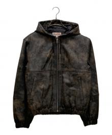 stussy（ステューシー）の古着「ワークジャケット ストーン ウォッシュ ラムレザー "ウォッシュドブラック"」｜グレー
