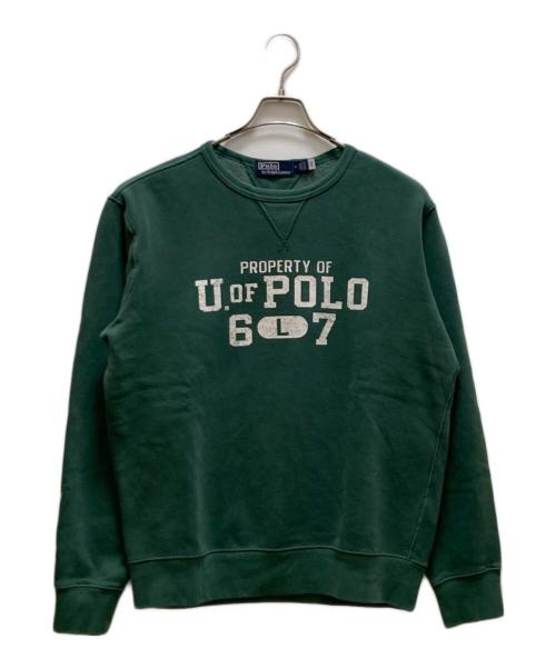 POLO RALPH LAUREN（ポロ・ラルフローレン）POLO RALPH LAUREN (ポロ・ラルフローレン) ロゴプリントスウェット グリーン サイズ:mの古着・服飾アイテム