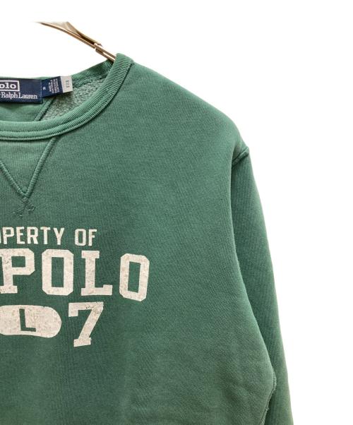 POLO RALPH LAUREN（ポロ・ラルフローレン）POLO RALPH LAUREN (ポロ・ラルフローレン) ロゴプリントスウェット グリーン サイズ:mの古着・服飾アイテム