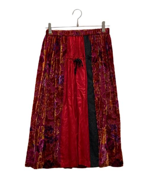 ROBE DE CHAMBRE COMME DES GARCONS（ローブドシャンブル コムデギャルソン）ROBE DE CHAMBRE COMME DES GARCONS (ローブドシャンブル コムデギャルソン) フラワーデザインベルベットスカート レッド サイズ:不明の古着・服飾アイテム