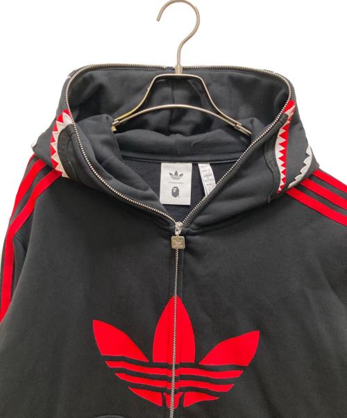 adidas（アディダス）adidas (アディダス) A BATHING APE (アベイシングエイプ) シャーク フルジップ フーディー ブラック サイズ:2XLの古着・服飾アイテム