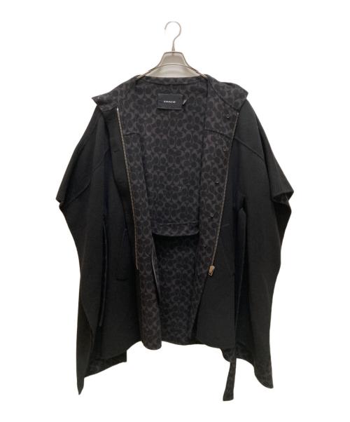 COACH（コーチ）COACH (コーチ) シグネチャー ウール×カシミヤ ポンチョ ブラック サイズ:mの古着・服飾アイテム