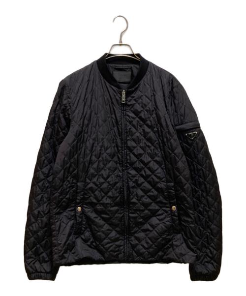 PRADA（プラダ）PRADA (プラダ) キルティングロゴプレートブルゾン ブラック サイズ:48の古着・服飾アイテム