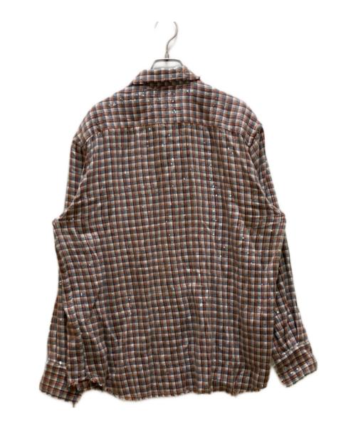AFB（エーエフビー）AFB (エーエフビー) スパンコール カットオフチェックシャツ ホワイト サイズ:Ｍの古着・服飾アイテム