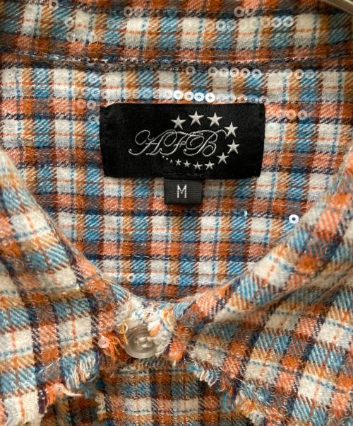 AFB（エーエフビー）AFB (エーエフビー) スパンコール カットオフチェックシャツ ホワイト サイズ:Ｍの古着・服飾アイテム