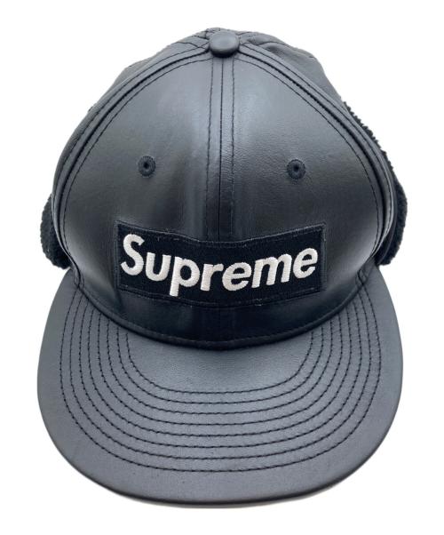 SUPREME（シュプリーム）SUPREME (シュプリーム) New Era (ニューエラ) ラムレザーイヤーフラップ ボックスロゴキャップ ブラック サイズ:7 3/8の古着・服飾アイテム