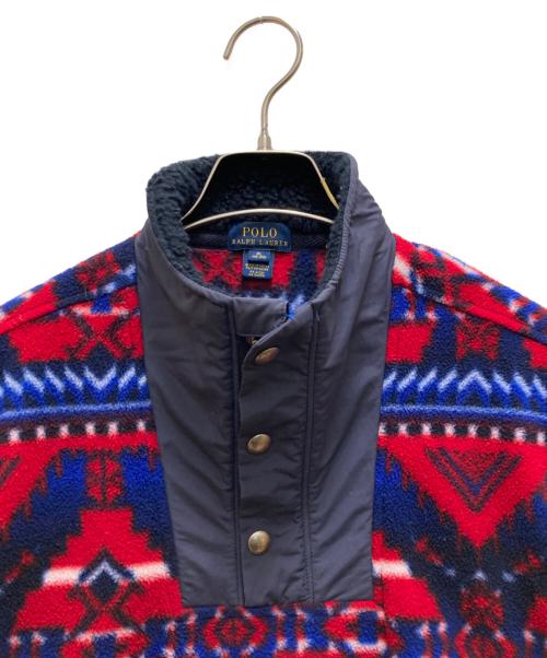 POLO RALPH LAUREN（ポロ・ラルフローレン）POLO RALPH LAUREN (ポロ・ラルフローレン) ネイティブ柄ハーフスナップフリースジャケット レッド×ブルー サイズ:XLの古着・服飾アイテム